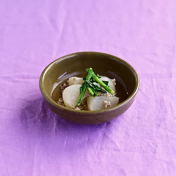かぶと鶏ひき肉の煮物